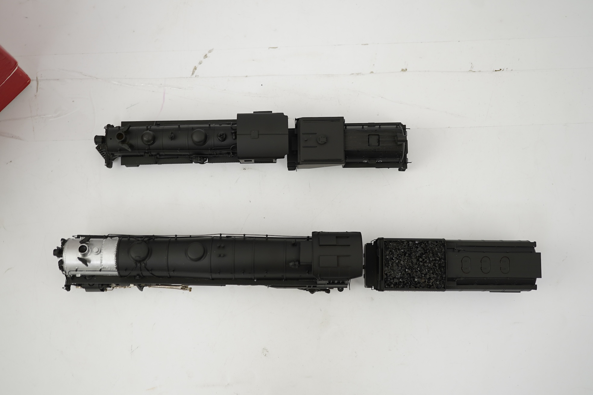Two boxed HO gauge Union Pacific locomotives; an LMB Models model of Class 9000, 9000, 4-12-2 locomotive with bogie tender, together with another Japanese brass model of 4-4-2, 3300, locomotive with bogie tender, both po